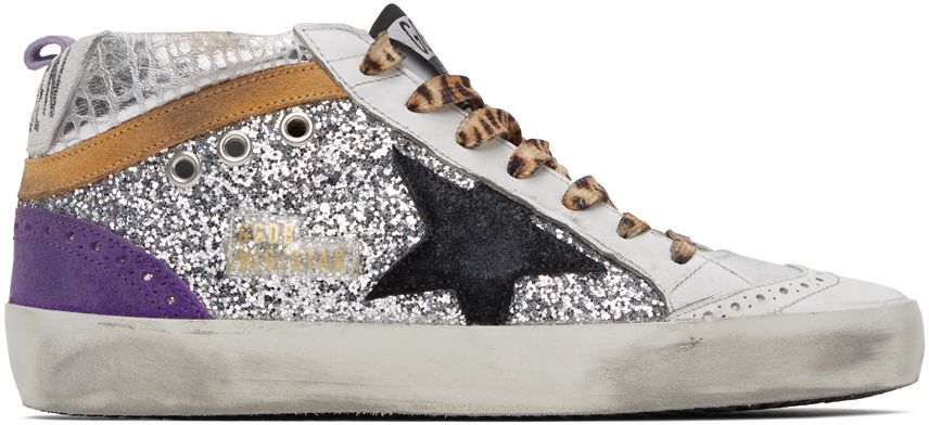 Silver Glitter Mid Star Sneakers | SSENSE