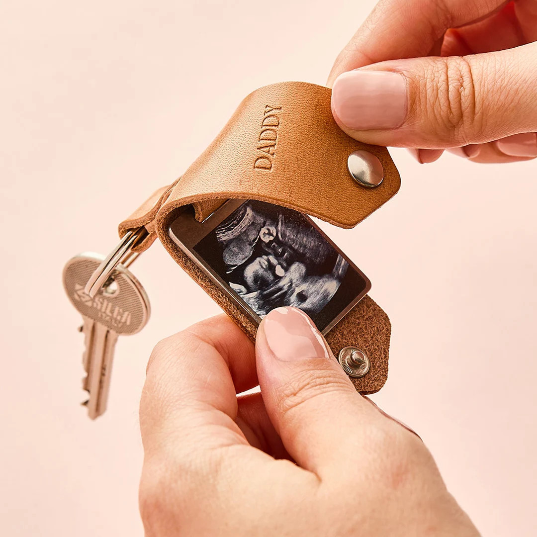 Personalised Photo Keyring With Sonogram | Leather Photo Keychain Gift With Ultrasound Photo for ... | Etsy (US)