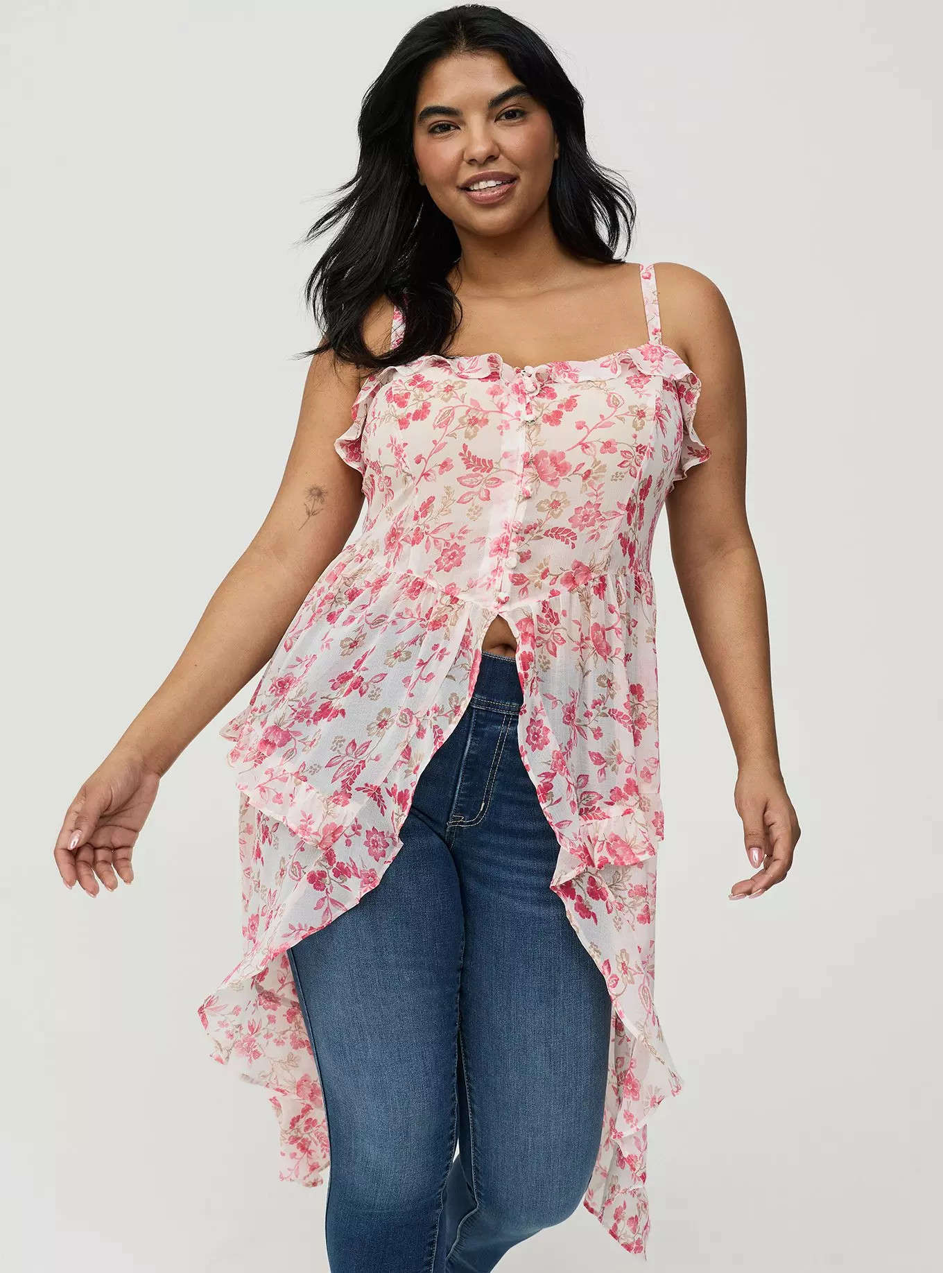 Button Front Tunic Top | Torrid (US & Canada)