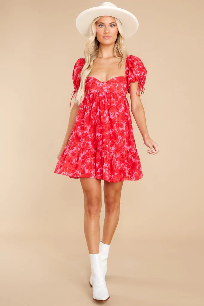 Happy To Hear Pink And Red Print Dress | Red Dress 