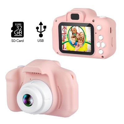HOM Kids Camera - 1080p Digital Camera for Kids with Soft Silicone Body and Hand Strap - 32GB SD Card Included (Pink) | Target