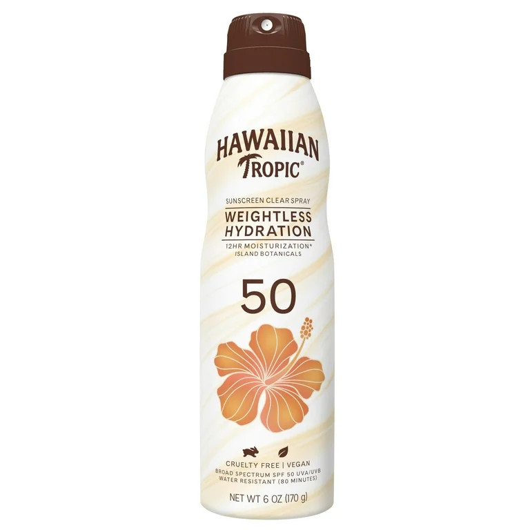 Hawaiian Tropic Weightless Hydration Clear Spray Sunscreen SPF 50, 6oz | Walmart (US)