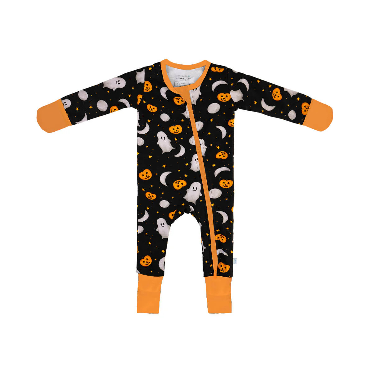 Baby Bamboo Pajamas w/ DreamCuffs® - Ghosts | Dreamland Baby