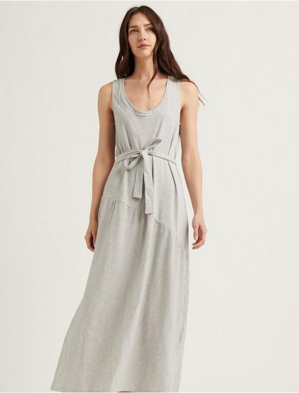 Eliza Stripe Belted Maxi Dress | Lucky Brand