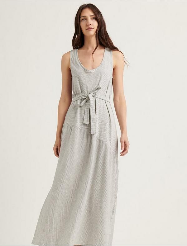 Eliza Stripe Belted Maxi Dress | Lucky Brand