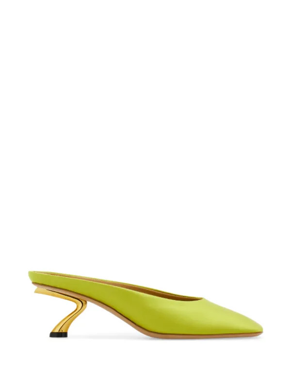 Ferragamo S-shaped Heeled Mules | Green | FARFETCH | Farfetch Global