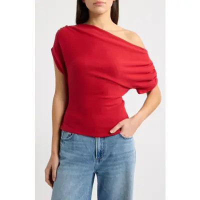 Reformation Iris One-Shoulder Knit Top in Fior Di Latte at Nordstrom, Size X-Large | Nordstrom