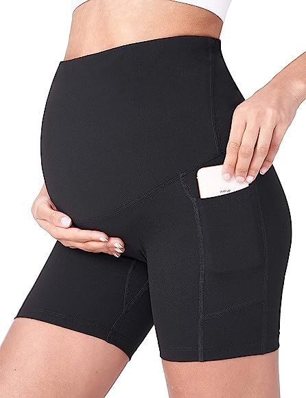 POSHDIVAH Women's Maternity Yoga Shorts Over The Belly Bump Summer Workout Running Active Short P... | Amazon (US)