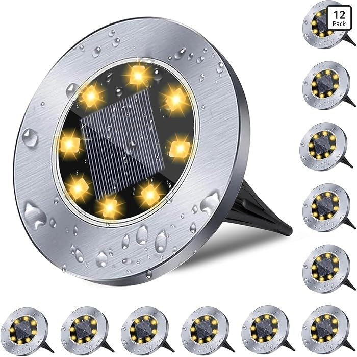 4.6 Inch Diameter Solar Ground Lights, Waterproof Solar Garden Lights, Outdoor Garden Waterproof ... | Amazon (US)