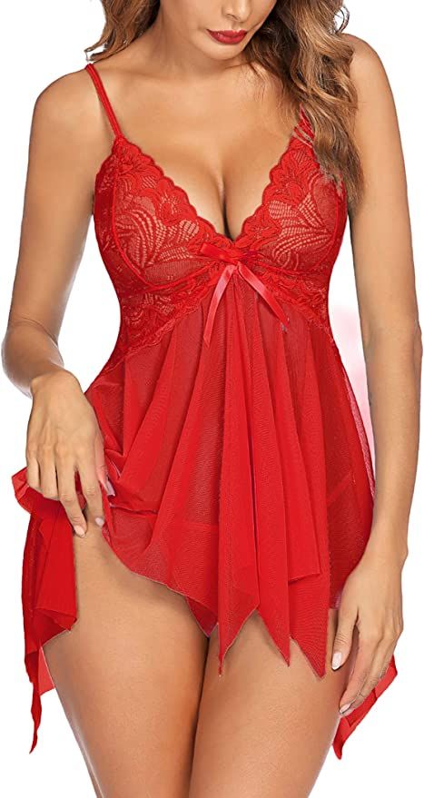 Avidlove Lingerie for Women Lace Babydoll Sleepwear Boudoir Outfits Plus Size Langeray XS-5XL | Amazon (US)