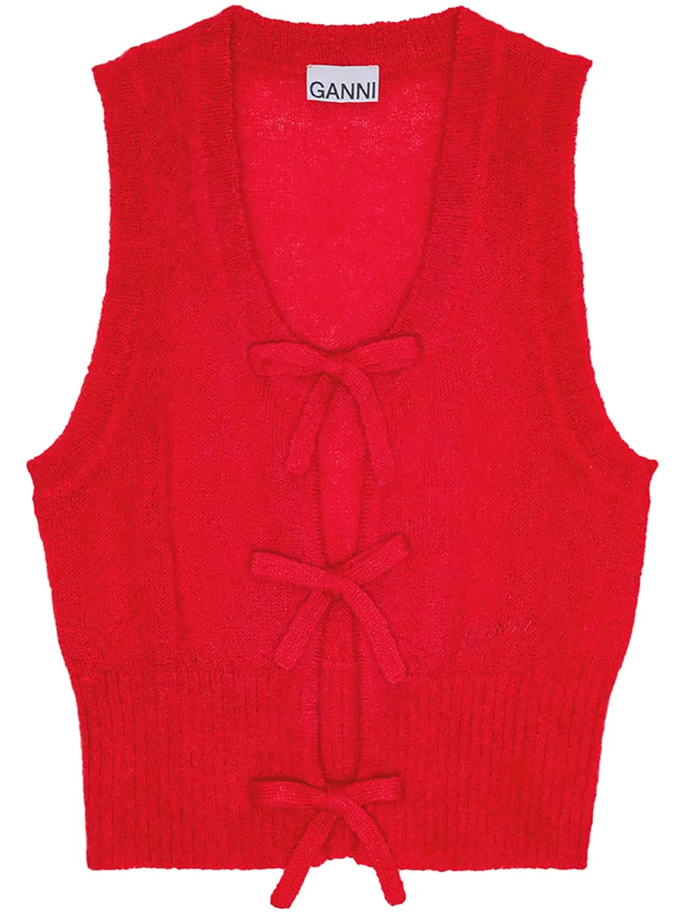 GANNI Bow Detailing Sleeveless Vest | Red | FARFETCH | Farfetch Global