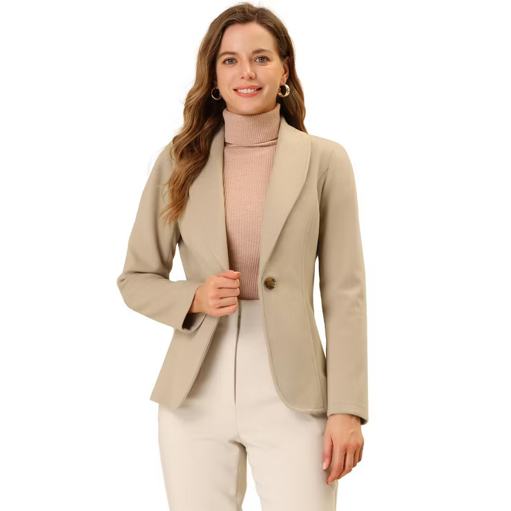 Allegra K Women's Shawl Collar Blazer One Button Business Jacket Coat | Target