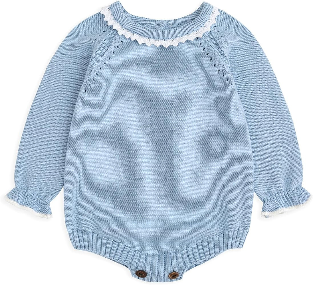 Simplee kids Baby Girls Kint Romper Fall Long Sleeve Rompers Newborn Baby Floral Print Overall Ju... | Amazon (US)