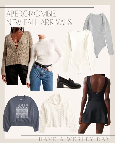Abercrombie new fall arrivals! Chic new neutrals to add to your closet this season! 

#abercrombie 

Abercrombie fall style. Paris graphic pullover. Activewear dress. Cozy oversized cardigan. White cable knit sweater. Black loafers. Sweater bodysuit for fall. Chic fall style. Chic fall outfit idea  

#LTKSeasonal #LTKfindsunder100 #LTKstyletip