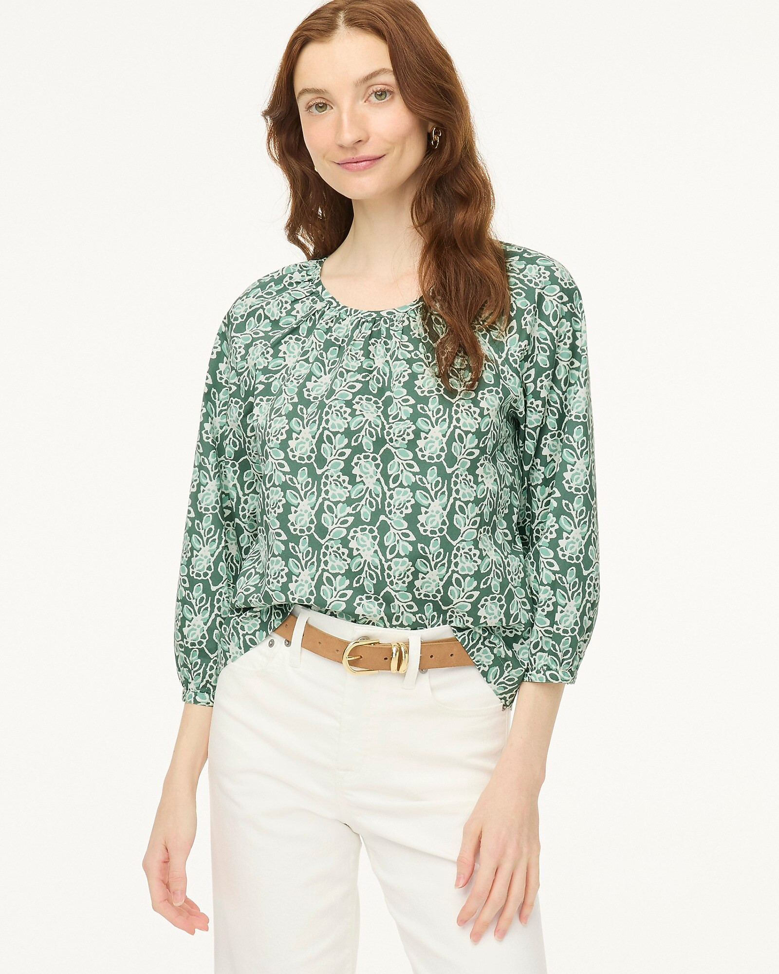 Printed scoopneck top | J.Crew Factory
