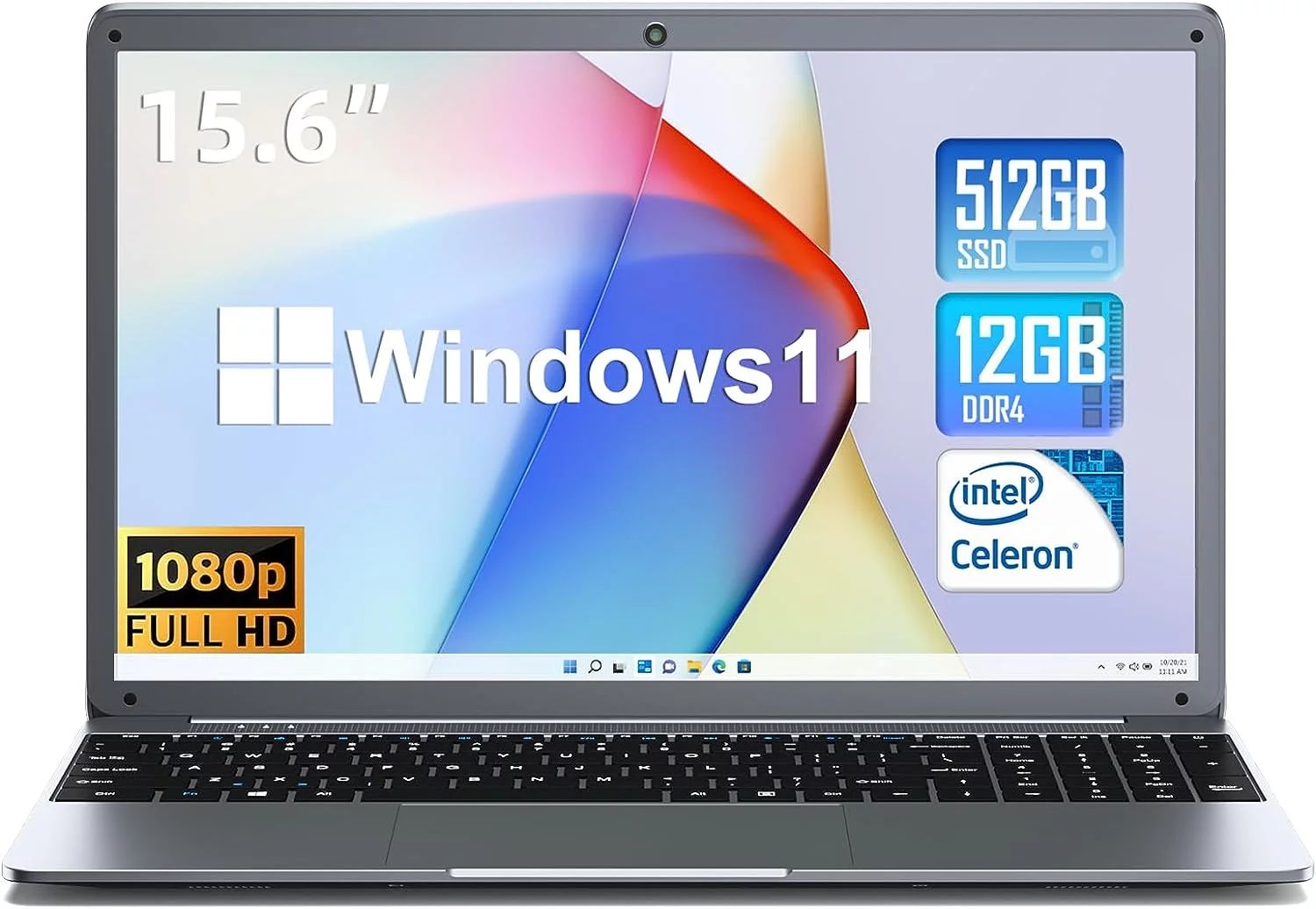 SGIN 15.6inch Laptop 12GB DDR4 512GB SSD Windows 11 Laptop Computer with Intel Celeron N5095A up ... | Walmart (US)