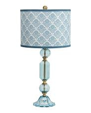 28in Glass And Printed Linen Shade Table Lamp | TJ Maxx
