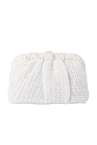 Amalia Petite Gathered Clutch in White | Revolve Clothing (Global)