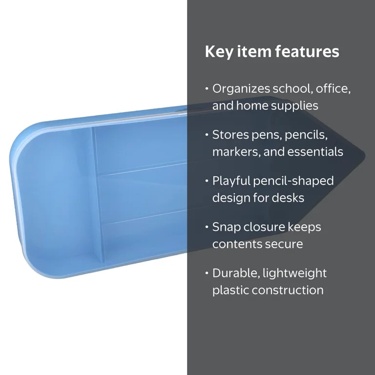Pen+Gear Pencil-Shaped Storage Container, Blue, 15.5" x 6" | Walmart (US)