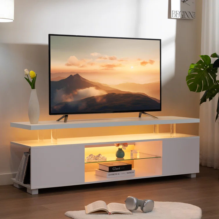 LED TV stand Cabinet, Media Console Table with Large Side Cabinet | Wayfair North America