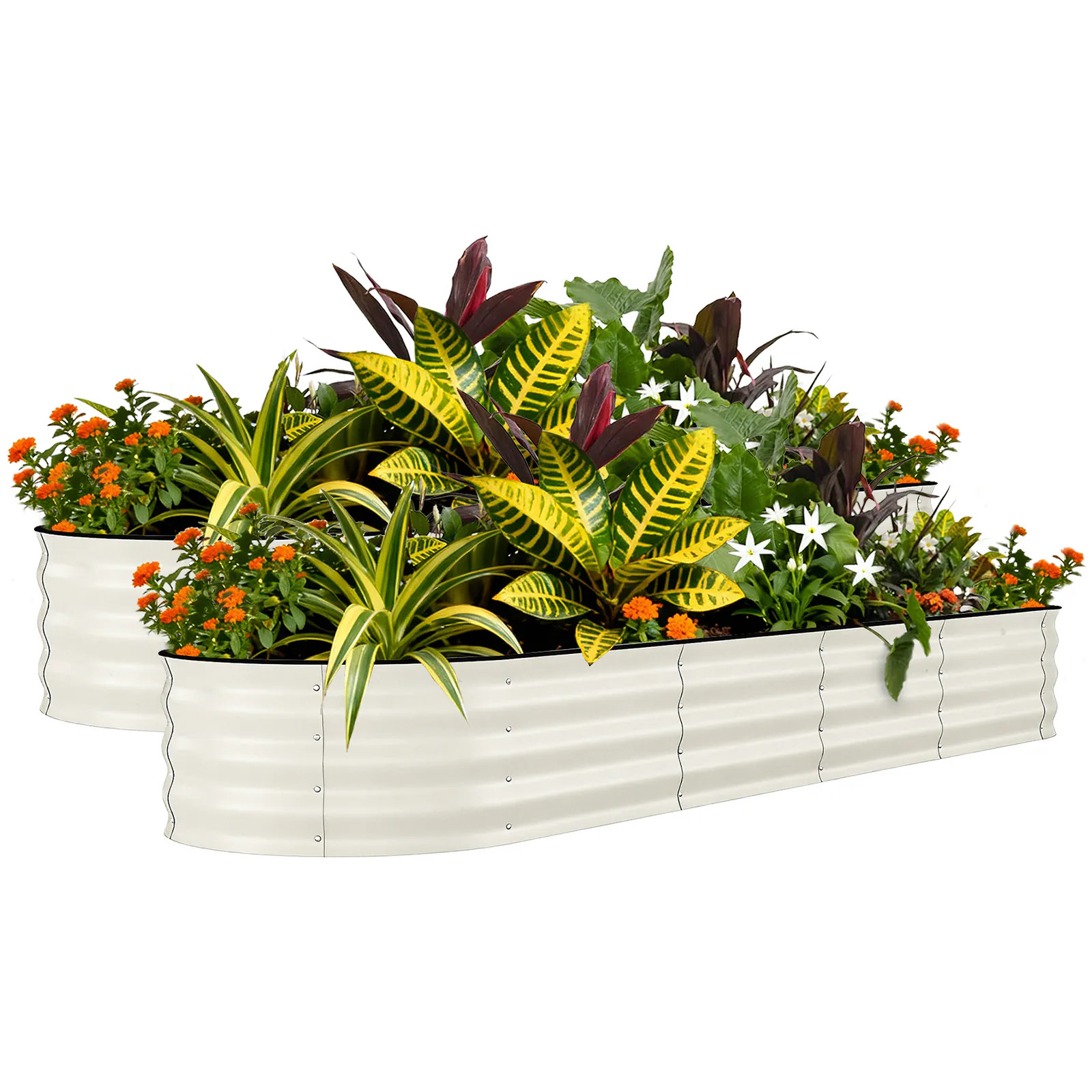 Garvee 2 Pack 96-in W x 24-in L x 18-in H Beige Galvanized Raised Garden Bed Large | LMY-PHO-15FZSL7D | Lowe's