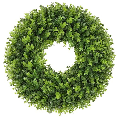 petalyn 20 Inch Boxwood Front Door Wreaths, Spring and Summer Outdoor Wreath for Front Door, All Seasons Artificial Green Wreath for Farmhouse Wedding Porch Wall St Patricks Day Indoor Decorations | Amazon (US)
