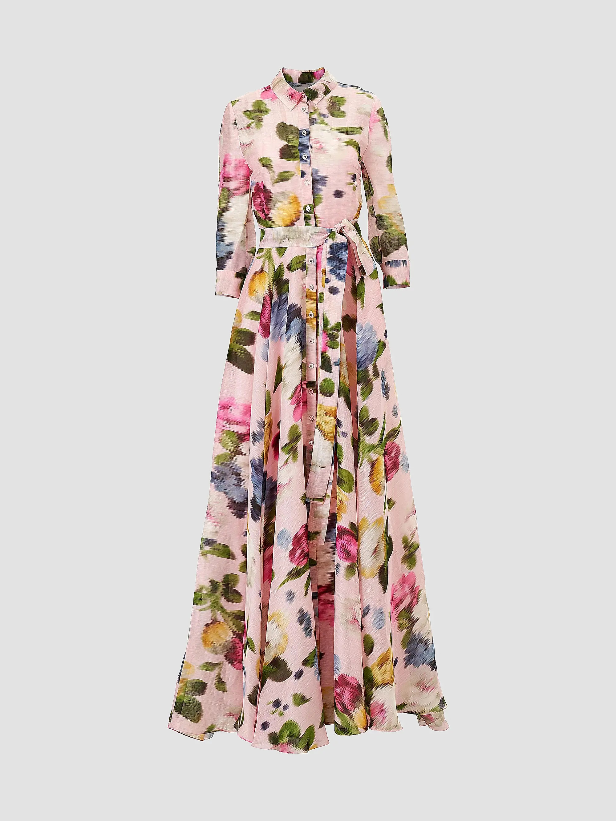 Cabana Floral Belted Linen-Silk Trench Gown | Saks Fifth Avenue