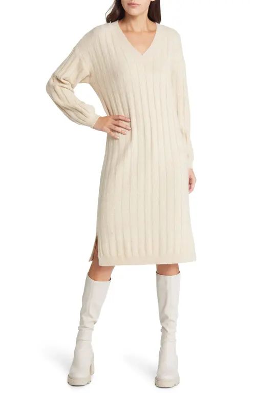 VERO MODA Doffy Long Sleeve Sweater Dress in Irish Cream at Nordstrom, Size Medium | Nordstrom