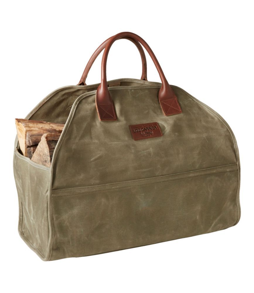 Waxed-Canvas Log Carrier Dusty Olive, Leather L.L.Bean | L.L. Bean