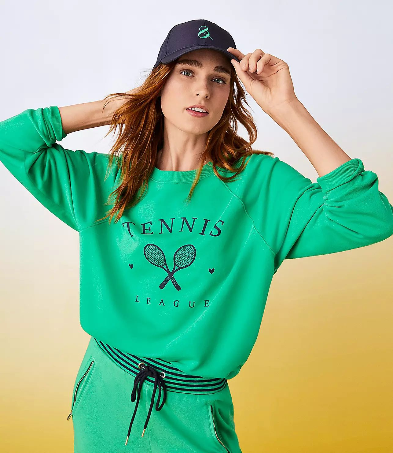 Lou & Grey Tennis League Cozy Cotton Terry Sweatshirt | LOFT