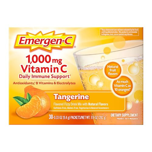Emergen-C 1000mg Vitamin C Immune Support Powder Tangerine 30CT includes Zinc, Manganese, 7 B Vitamins and Electrolytes for Back to School Essentials | Amazon (US)