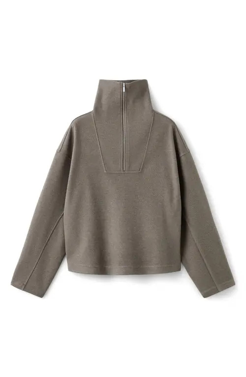 MANGO Half Zip Sweatshirt in Medium Brown at Nordstrom, Size Large | Nordstrom