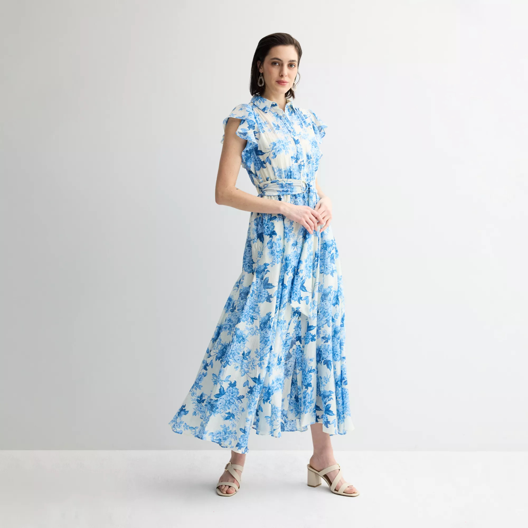 Women's Taylor Flutter Sleeve Tiered Shirt Dress | Kohl's