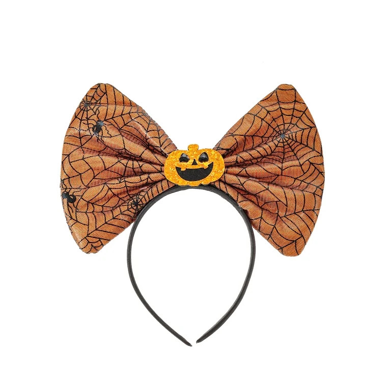 Way to Celebrate Jack-O-Lantern Bow Halloween Headband, 1 Piece | Walmart (US)