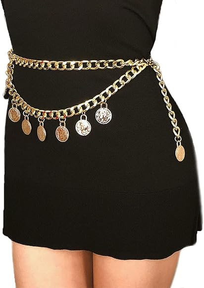 Victray Gold Coin Waist Chain Beach Belly Body Chains Party Rave Body Jewelry Fashion Waist Acces... | Amazon (US)