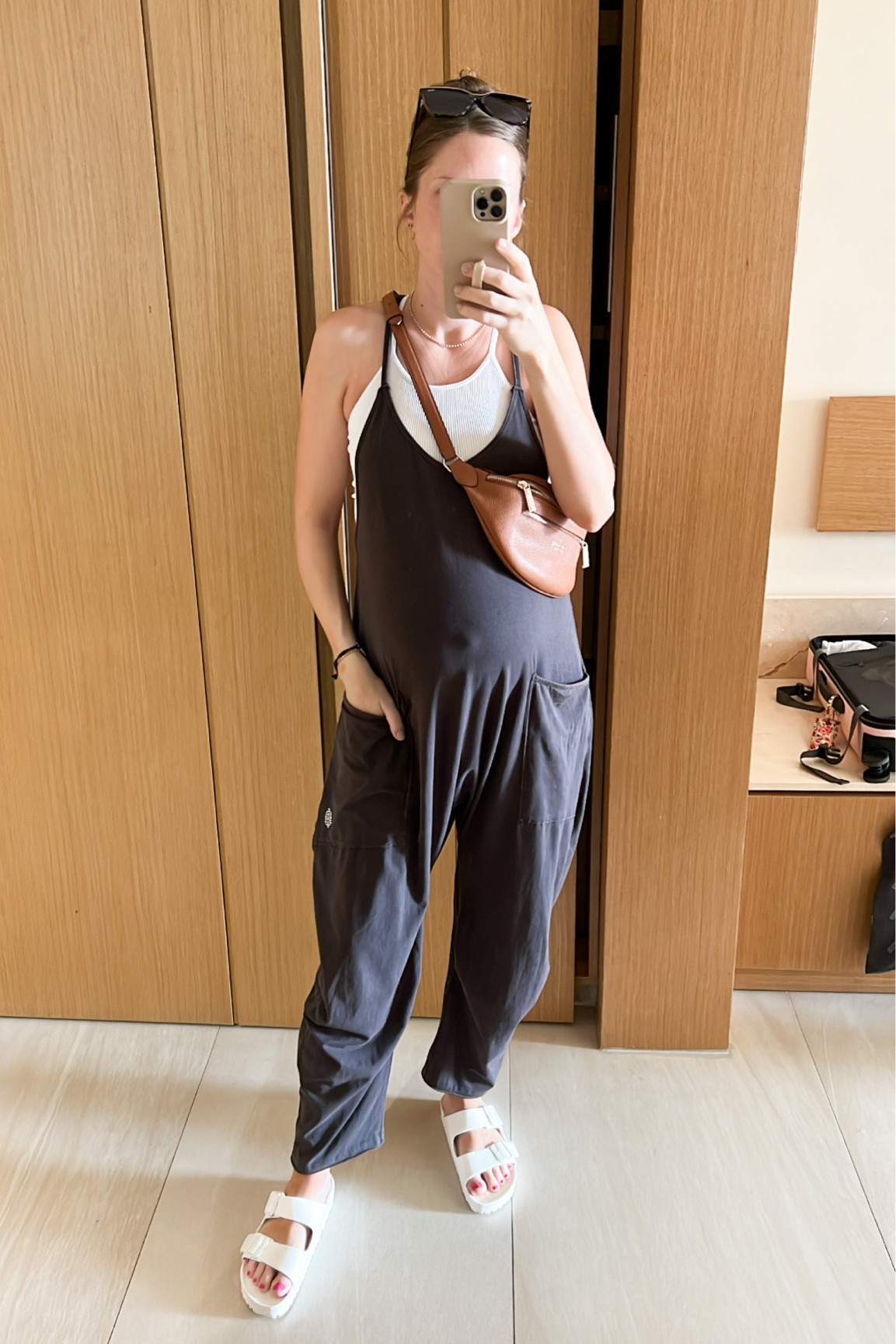 Non-maternity jumpsuit that is perfect for a growing bump - I wear a small! 

#LTKstyletip #LTKunder100 #LTKbump