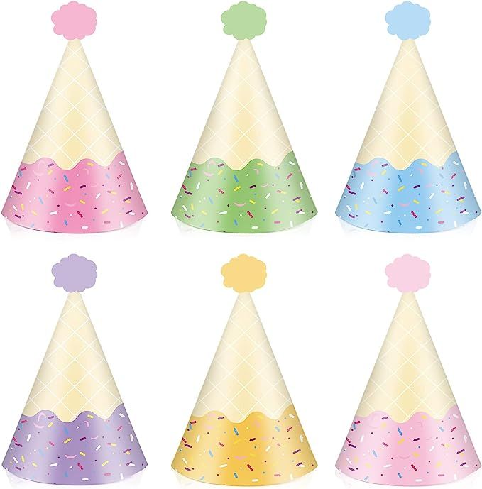 24PCS Ice Cream Party Hats for Happy Birthday Party Supplies Ice Cream Themed Party Cone Hats Col... | Amazon (US)