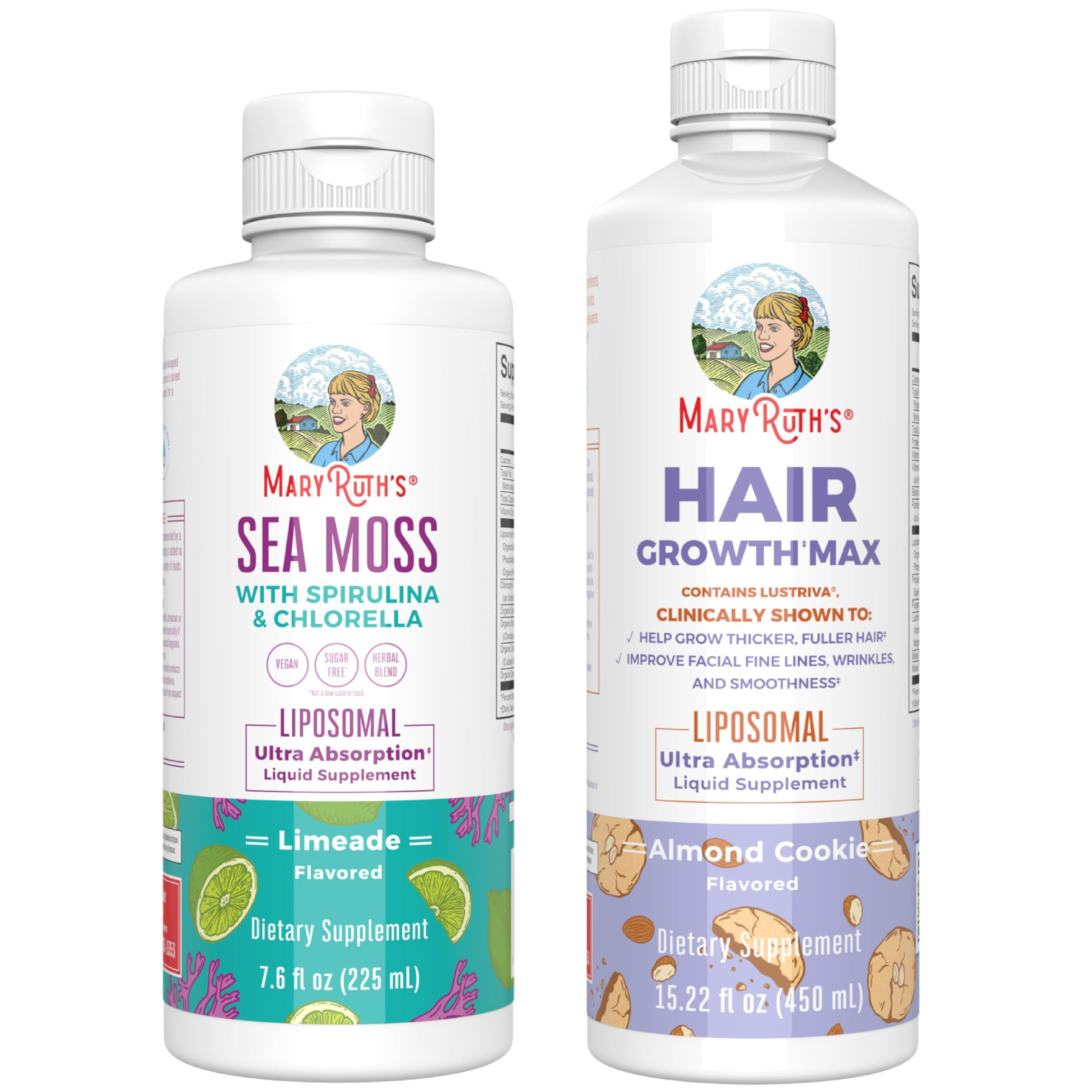 MaryRuth Organics Sea Moss Liposomal (Limeade) & Hair Growth MAX (Almond Cookie) | Clean Label Pr... | Amazon (US)
