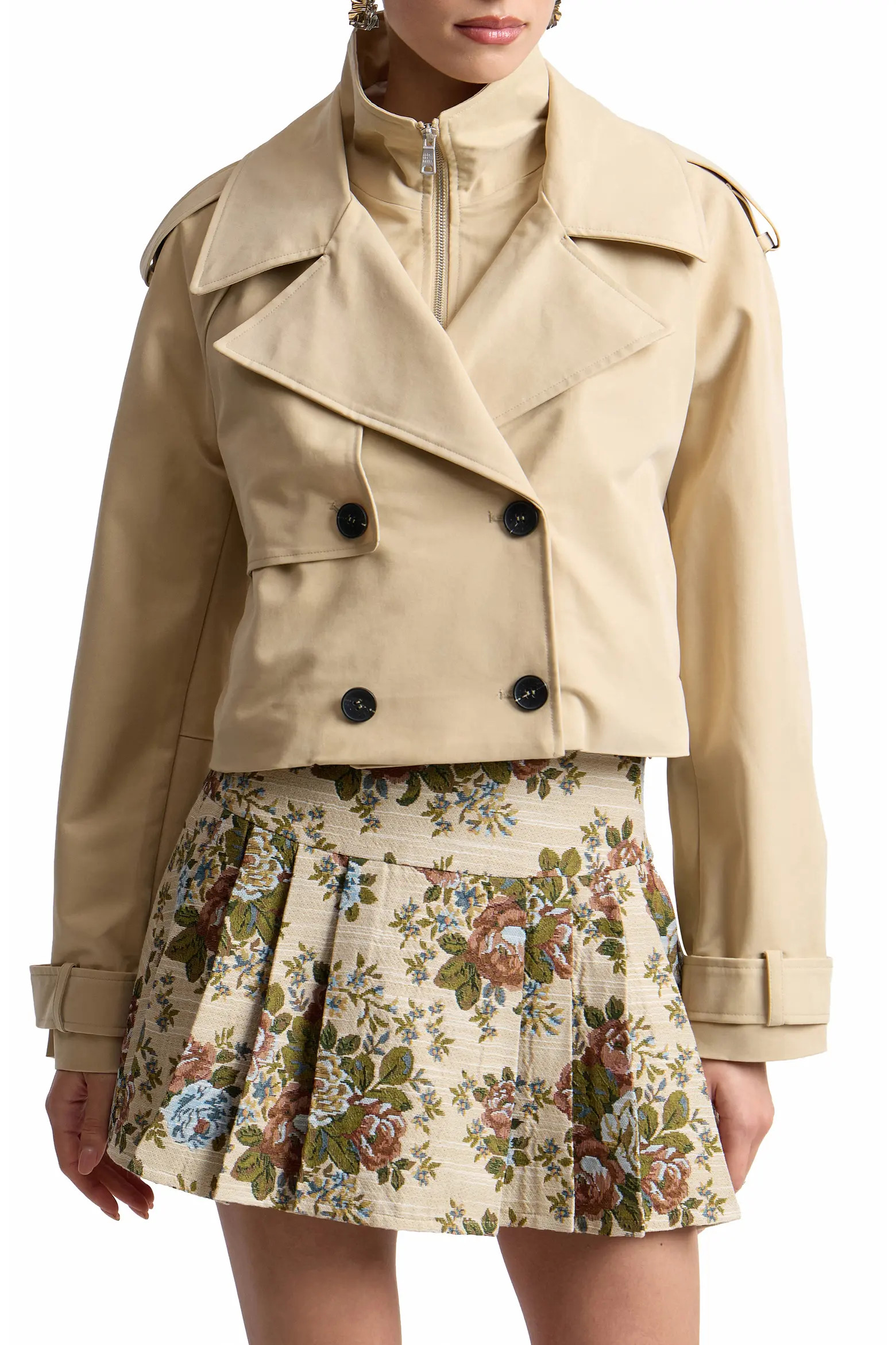 Avec Les Filles Cropped High Neck Jacket (Women) | Nordstrom | Nordstrom