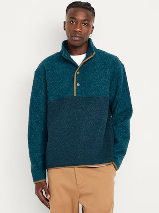 Bouclé Sherpa Quarter-Snap Pullover | Old Navy (US)