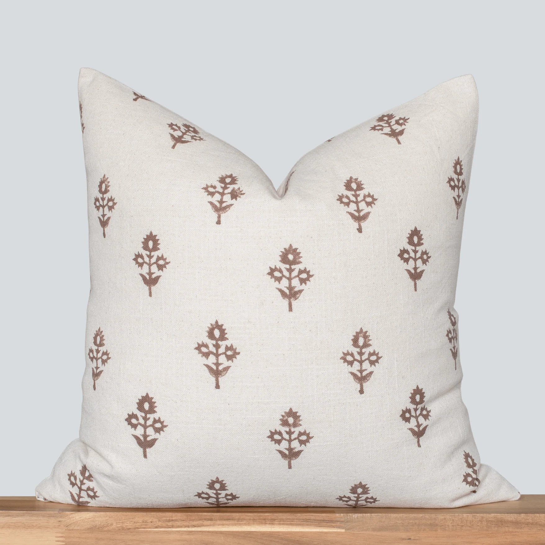 Mia Floral Block Printed Pillow Cover | Brown | Apartment No.3