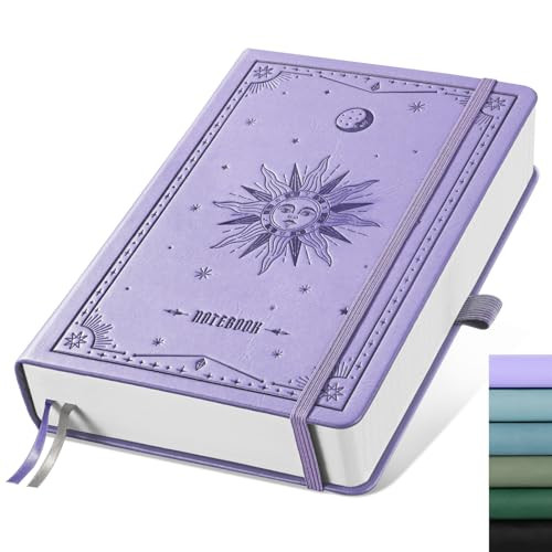 EMSHOI Bullet Dotted Journal Notebook - 320 Pages, 100gsm Thick Paper, A5 Hardcover Leather, Dot Grid Notebook for Women Men Work Writing, Bullet Journaling, Drawing, 5.75 x 8.38, Light Purple | Amazon (US)