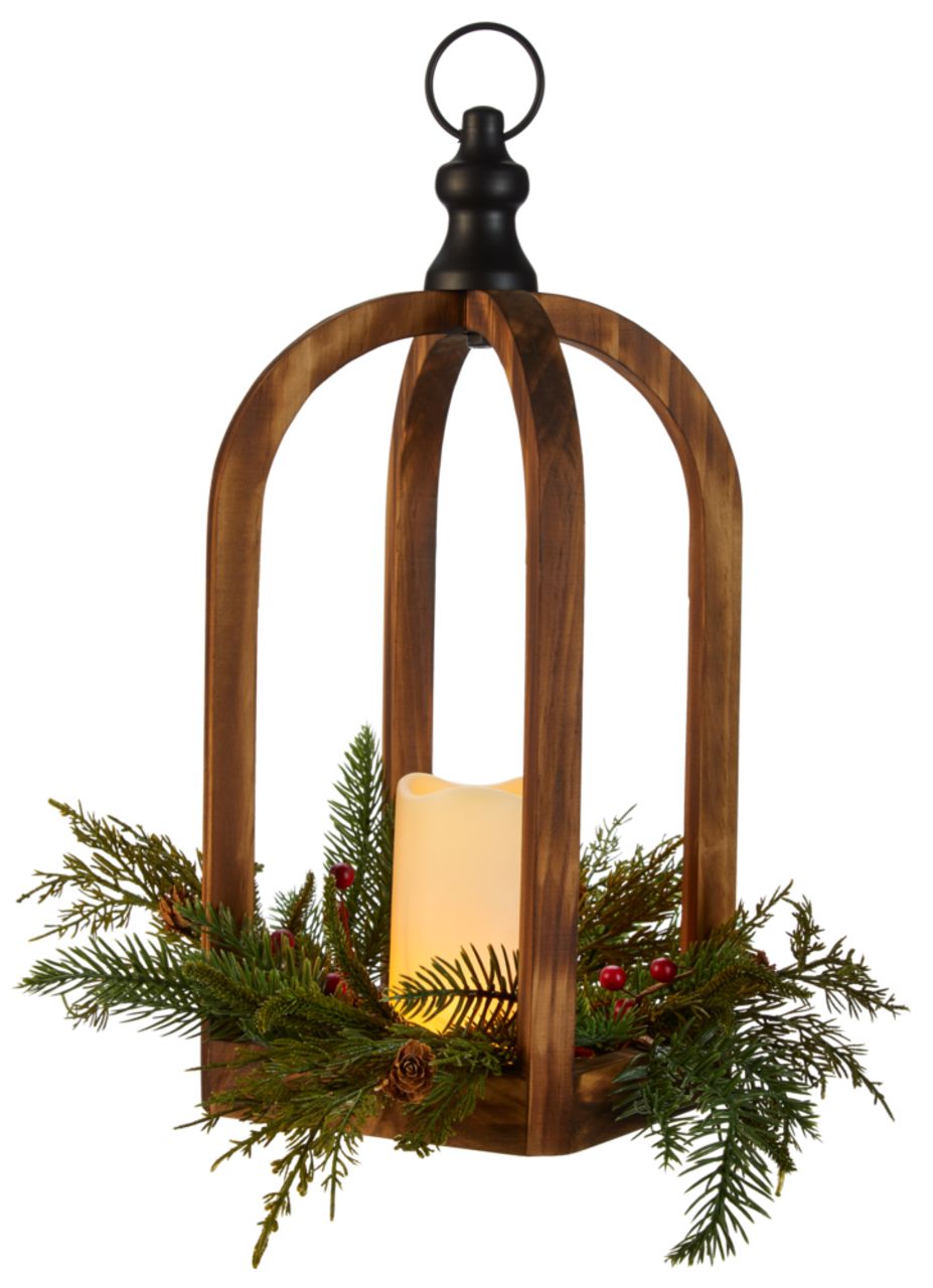 CANVAS Wooden LED Christmas Decoration Carved Lantern, with Faux Candle, 18-in | Canadian Tire