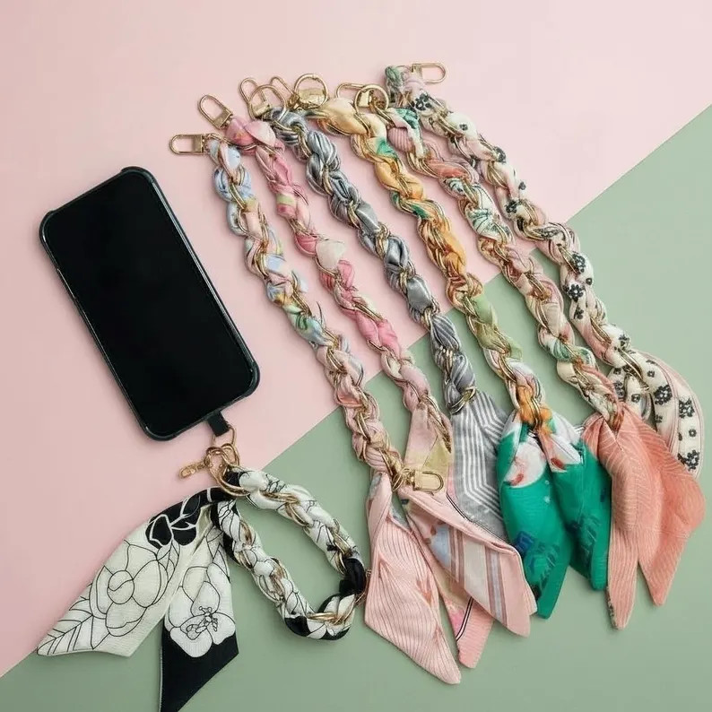 Personalized Phone Wrist Strap With Initial Charm, Cute Fabric Wristlet Strap, Custom Phone Charm... | Etsy (US)