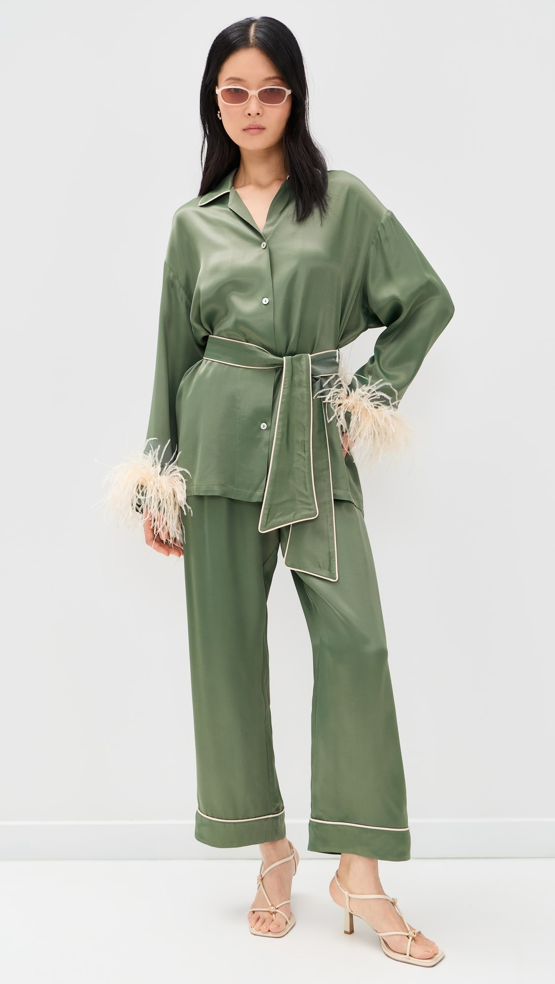 Miss Cat Belted Pajama Set with Detachable Feathers | Shopbop