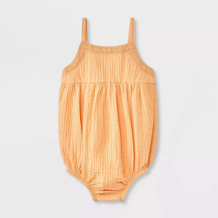 Grayson Collective Baby Girls' Sleeveless Gauze Bubble Top & Bottom Set with Headband - Peach Ora... | Target
