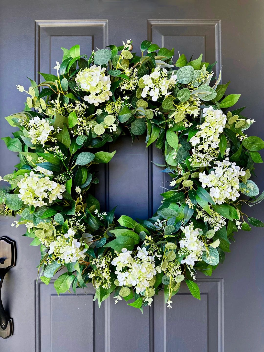 Year Round Wreath for Front Door, Eucalyptus Wreath, White Hydrangea Wreath, Spring Wreaths, Hous... | Etsy (US)