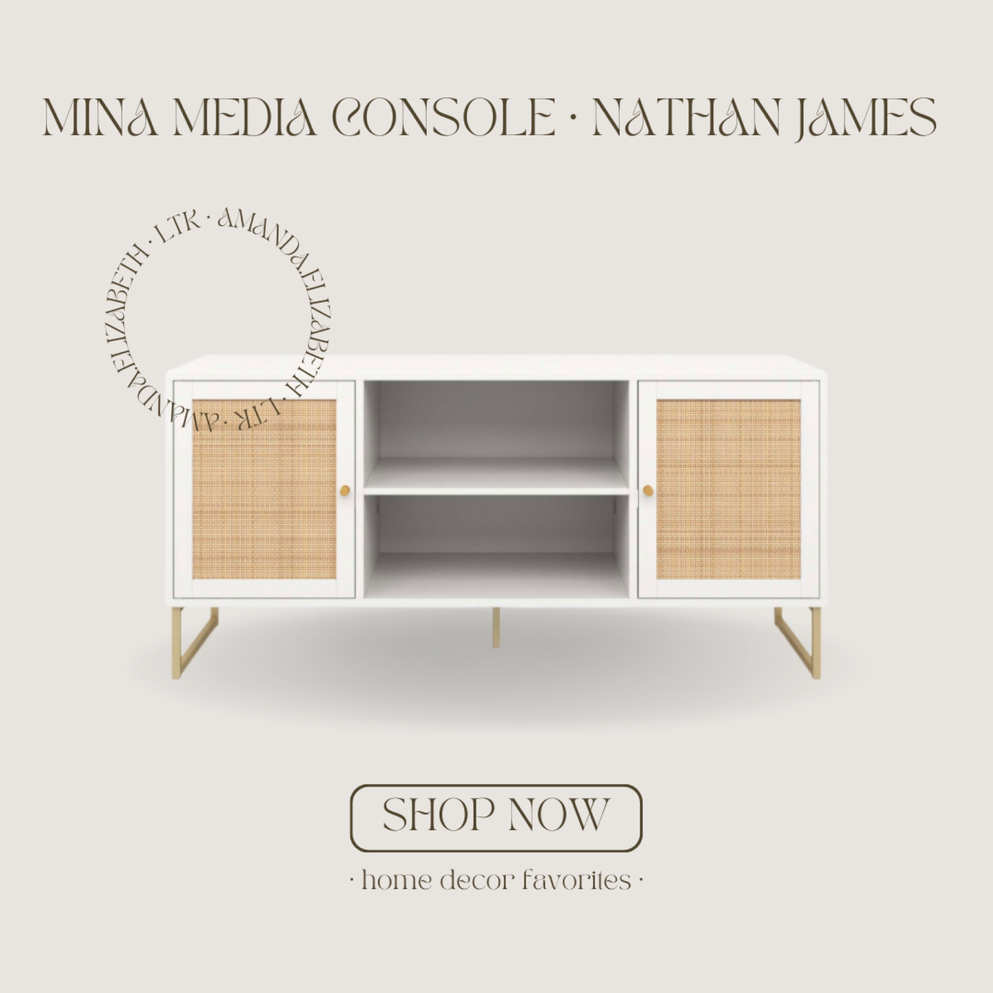 SALE ALERT!! the mina media console by nathan james ON SALE NOW 🤍
Entertain in Style - Our best-selling Mina TV stand just got a new sister! The Mina TV stand, or entertainment cabinet, offers hidden storage as well as beauty and warmth. Mina’s bright white base is paired beautifully with textural woven cane cabinet fronts and simple brass handles. Mina's open shelving makes room for your stereo, or gaming system, with conveniently located cable management to run cords in the back of the unit. The cabinets feature adjustable shelves so you can create just the right amount of space that best suits your needs.
Mina is a unique and modern TV stand with its rattan details of texture on its cabinet doors that gives this entertainment console a sleek boho-chic design.
Store your stereo, or gaming system, or other entertainment media devices on the open shelves or behind the cabinet doors, where conveniently located holes allow you to run cords in the back of the unit, helping keep everything organized.

#LTKhome #LTKSale #LTKFind