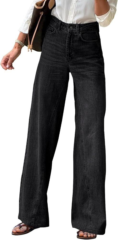 Necooer Womens Jeans Stretchy Casual Boyfriend Wide Leg Washed Sexy Baggy Denim Pants for Women T... | Amazon (US)