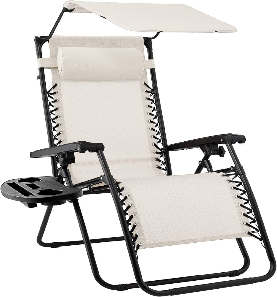 Best Choice Products Folding Zero Gravity Outdoor Recliner Patio Lounge Chair w/Adjustable Canopy... | Amazon (US)